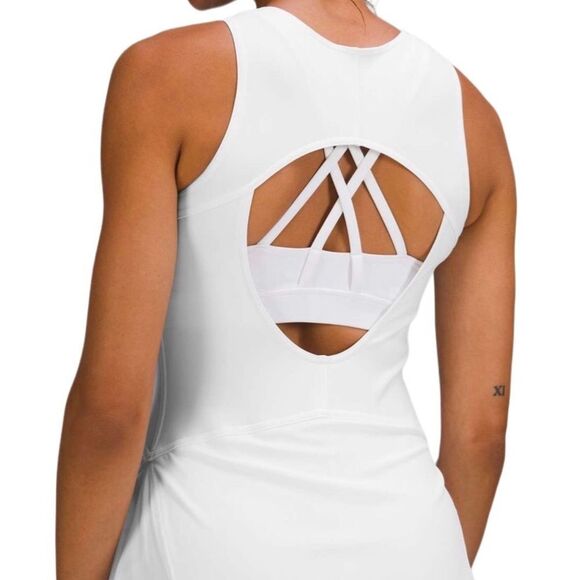 Lululemon Everlux Short-Lined Tennis Tank Top Dress 6" Short Inseam White Size 6 - Picture 4 of 13